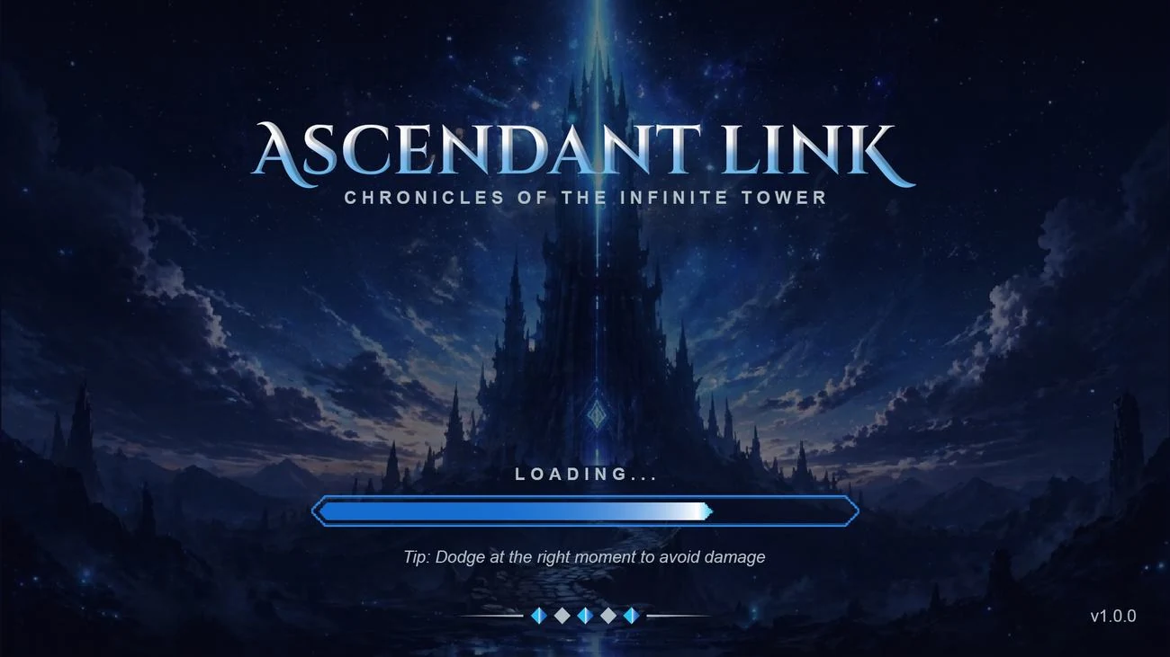 Roblox RPG game loading screen UI design for Ascendant Link