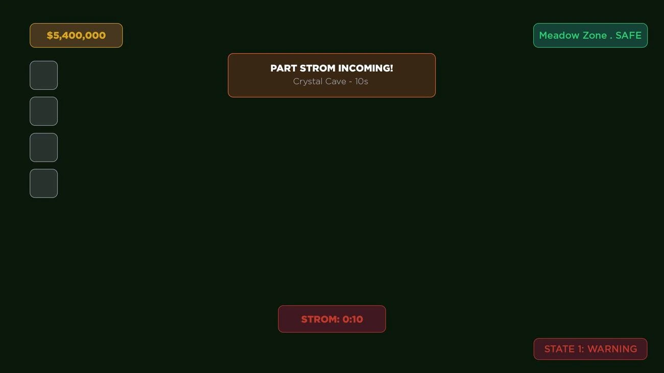 Game event warning UI alert for incoming Part Storm