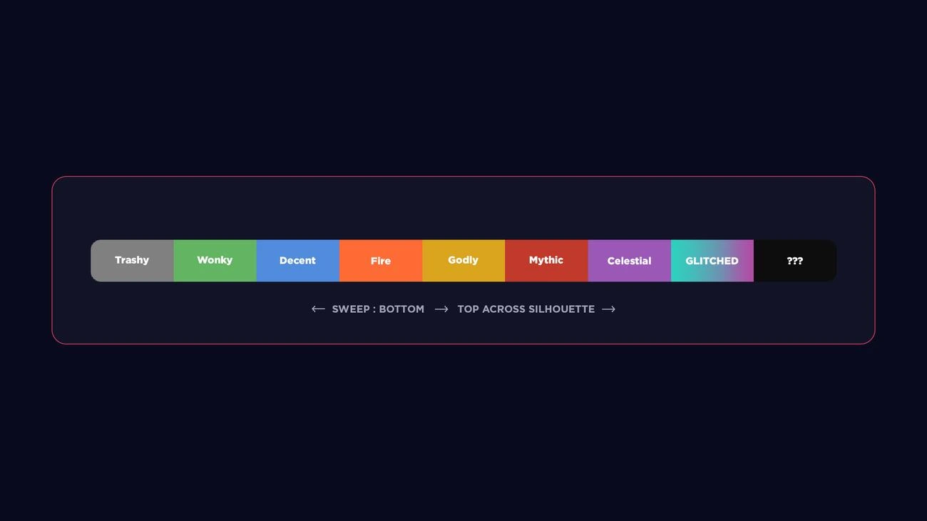 Game UI rarity tier progress bar design