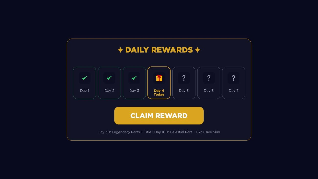 Game daily rewards popup UI design