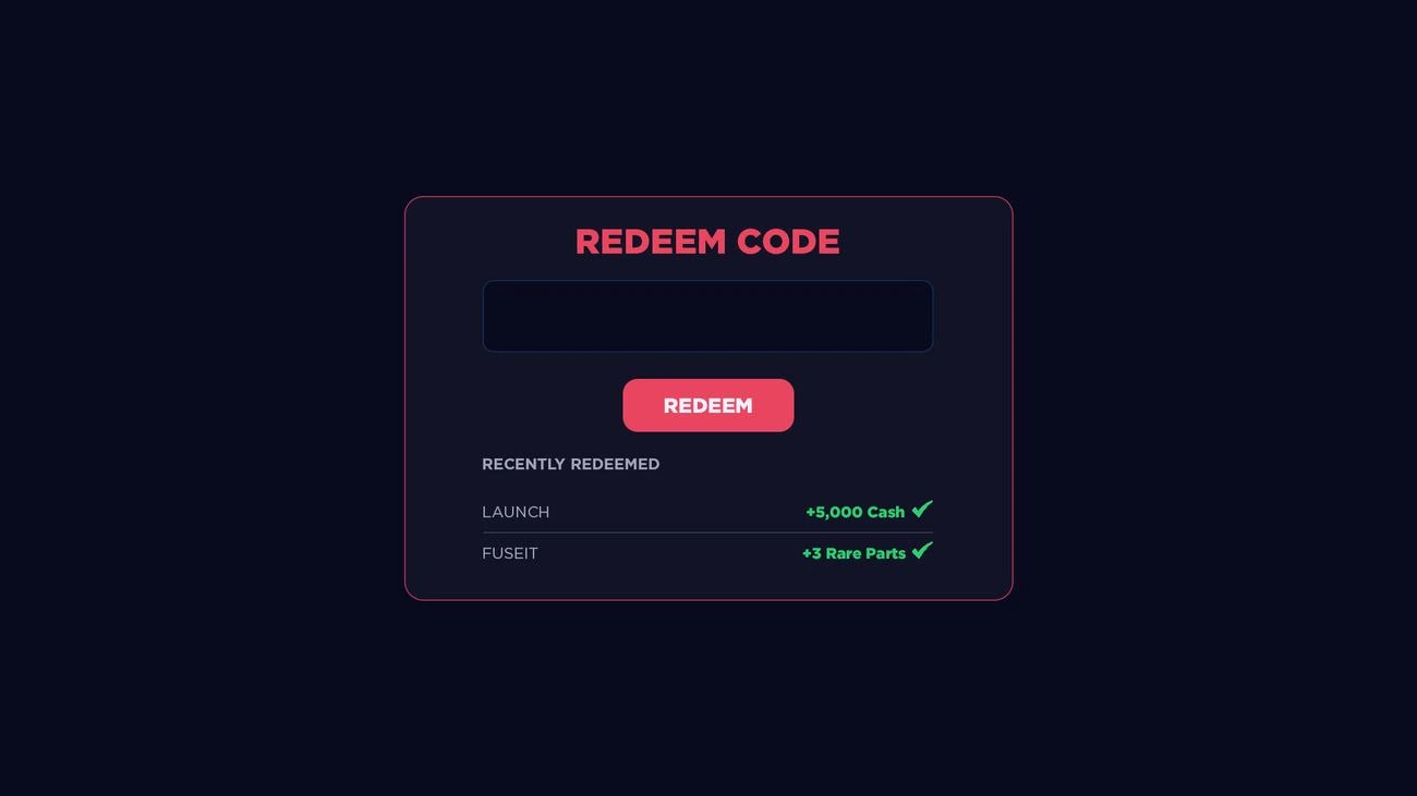 Game UI for redeeming promo codes